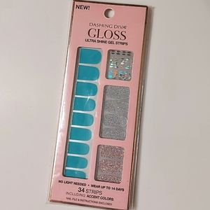 Gloss gel strips with accent colors, ultra shine 34 nails